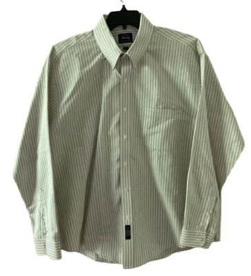 Vintage Allen Lolly Button Shirt 17.5/35 Exeter Oxford Gray White Striped Cotton - Image 1 of 4