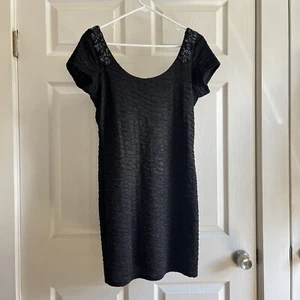 Free People Dress Size Medium Black Shimmery Beaded Scoop Backless Bodycon - Picture 1 of 12