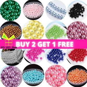 400 Pearl Beads Faux Glass Round Gem 4-10mm Choose Colour Jewellery Making Craft - Picture 1 of 24