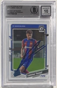 Donruss Optic #177 Lamine Yamal 2023-24 firmado clasificación novato radiocontrol Beckett automático 10 - Imagen 1 de 2