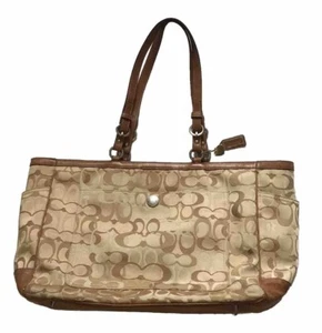 Coach Signature Large Tan Brown Tote Stroll Around Baby Diaper Bag Purse - Picture 1 of 23