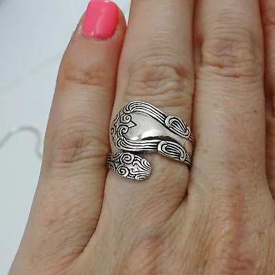 Fancy Spoon Ring - 925 Sterling Silver - Silver Spoon Handle Jewelry Utensil  - Image 1 of 4