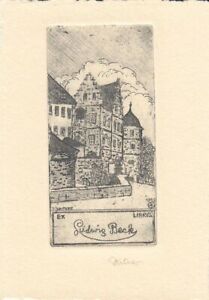 Exlibris Bookplate Radierung Irma Zeitler 1922-1987 Haus Bäume Sonne 51787