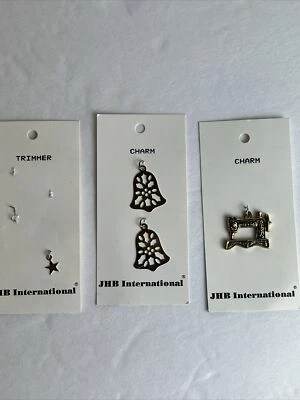 JBH International Charms on Cards Singer Sewing Machine Bells Star Gold Tone - Image 1 of 4