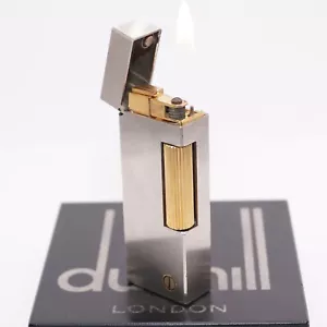 Seltenes Dunhill Feuerzeug gebürstete Silberplatte_Ultraschall gereinigt_Funktioniert - Bild 1 von 18