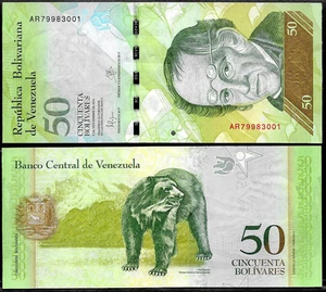 World Paper Money - Venezuela 50 Bolivares 2015 Series AR8 @ Crisp UNC - Picture 1 of 1