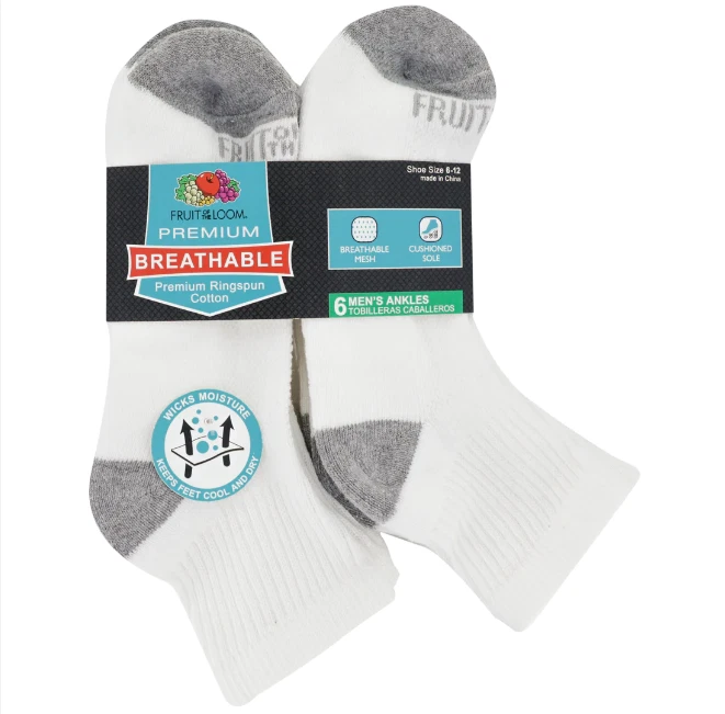 Мужские мягкие дышащие носки на лодыжку Fruit Of The Loom упаковка 6 шт. - Изображение 1 из 1