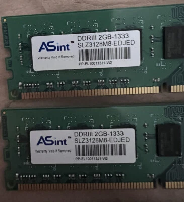 Juego de cuatro memoria de escritorio 2 GB PC3-1333 MHz DIMM 240 pines SLZ3128M8-EDUED como se muestra Foto 1 de 2
