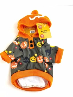 Pet Central Dog Sz XS Pumpkin & Witches Hats w/ Hood Sweater Costume Coat Jacket - Image 1 of 4