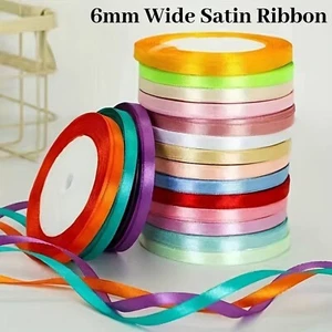 Double Sided Face Satin Ribbons 6mm Width High Quality Ribbon 10/25 Metres - Picture 1 of 47