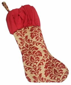 Christmas Puff Cuff Stocking Burlap Red Damask Design Holidays Hobby Lobby - Picture 1 of 3