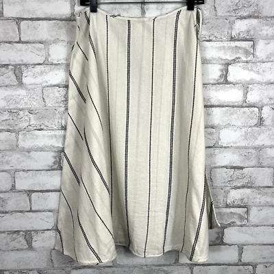 MADEWELL 全新无标签 100% 棉侧领带条纹遮盖中裙 中号 NJ892 — 第 1/4 张图片