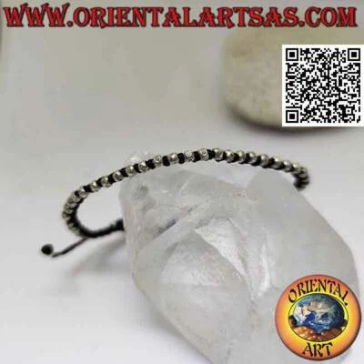 Bracciale macramè con pepite in argento 925‰ (regolabile) - Immagine 1 di 4