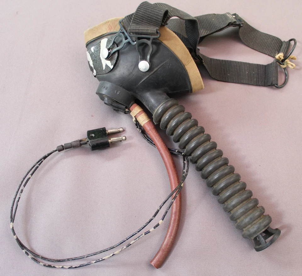 Masque oxygène ULMER type 12 pilote French 1940 Aviator's Helmet casque - Photo 1/4