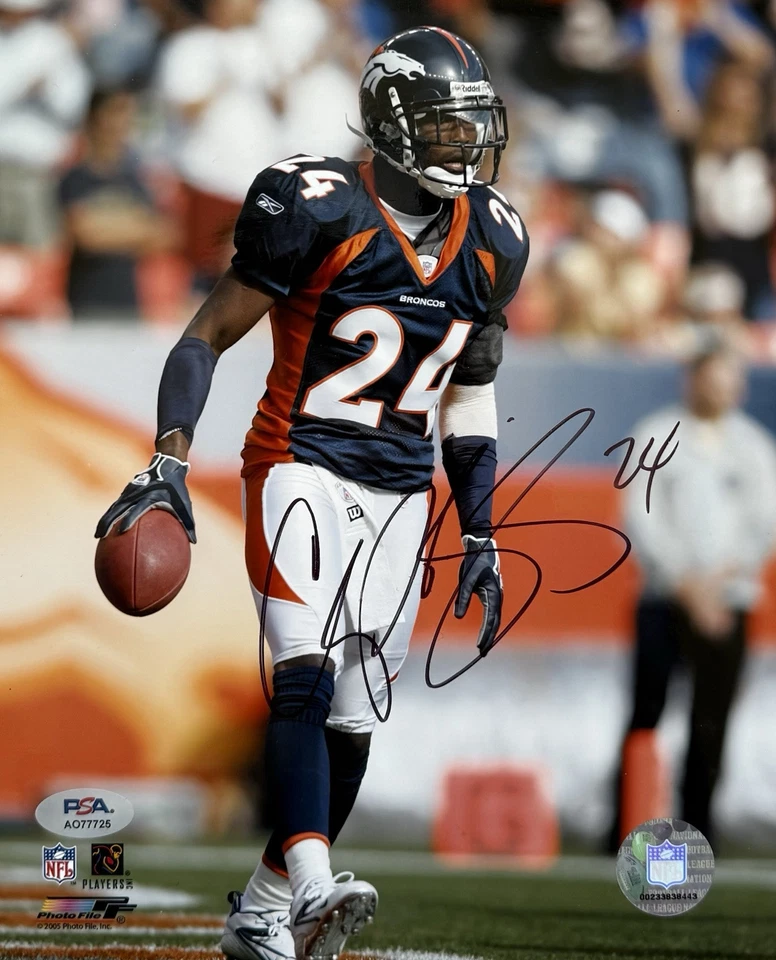 Foto autografiada firmada por Champ Bailey de 8x10 de los Denver Broncos certificado de autenticidad de ADN de PSA auténtica  Foto 1 de 1