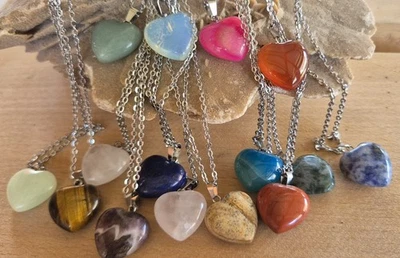 Cuore Pendente Pietre dure ciondolo donna uomo gioielli energetici portafortuna - Immagine 1 di 4