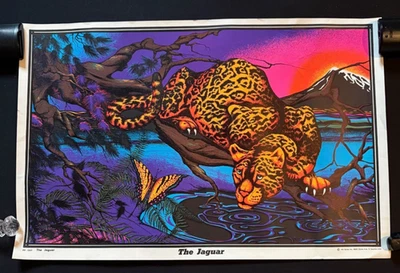 Vintage 1970's AA Sales Inc. THE JAGUAR Blacklight Poster 17" x 11" PP 1307 - Image 1 of 4