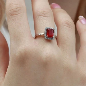 Womens Engagement Ring 0.26 Carat Red Ruby Natural Diamond Solid 950 Platinum - Picture 1 of 4