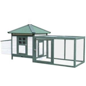 PawHut Chicken Coop Hen Poultry House w/ Nesting Box, Wooden Outdoor Run - Picture 1 of 12