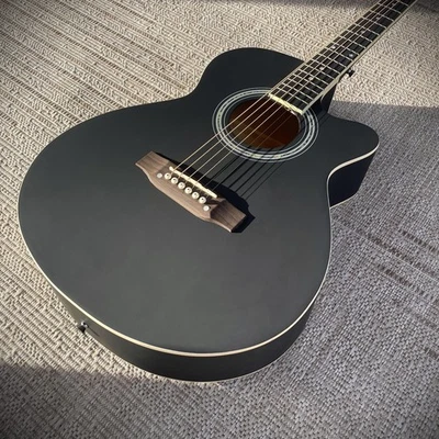 Full-Size Black Acoustic Guitar, Grand Auditorium Body with Cutaway, Spruce Top - Image 1 of 4