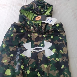 Under Armour FOREST GREEN Fleece Big Logo Printed Hoodie Youth L US YL NWT - Picture 1 of 10