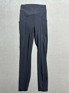 Usado en Excelente Condición Lululemon Power Thru Tiro Alto Apretado Negro 25" Bolsillos Para Mujer Talla 2 W5CVIS - Imagen 1 de 7