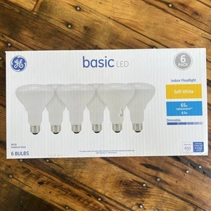 GE Relax LED HD BR30 65/8 Watt Soft White Dimmable 6 Pack all bulbs new in box - Picture 1 of 4