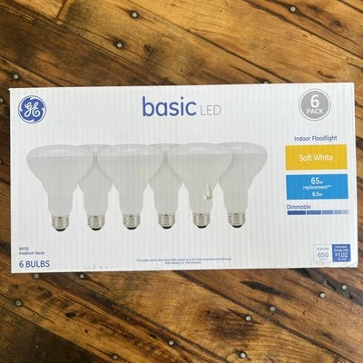 GE Relax LED HD BR30 65/8 Watt Soft White Dimmable 6 Pack all bulbs new in box - Image 1 of 4