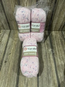 Lote de 3 hilos centelleantes para bebé YarnArt - 3,5 oz - rosa claro con manchas de color - Imagen 1 de 5