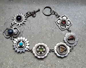 Vintage Sterling Silver 7 Chakra Bracelet – Handmade – Natural Gemstones –... - Bild 1 von 10