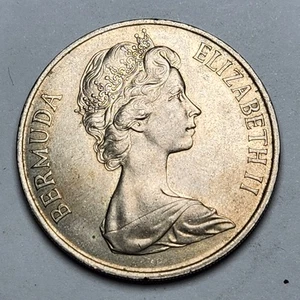 Bermuda Circulated 1970 Fifty Cents Copper-Nickel Coin Used Elizabeth II 50 Cent - Picture 1 of 2