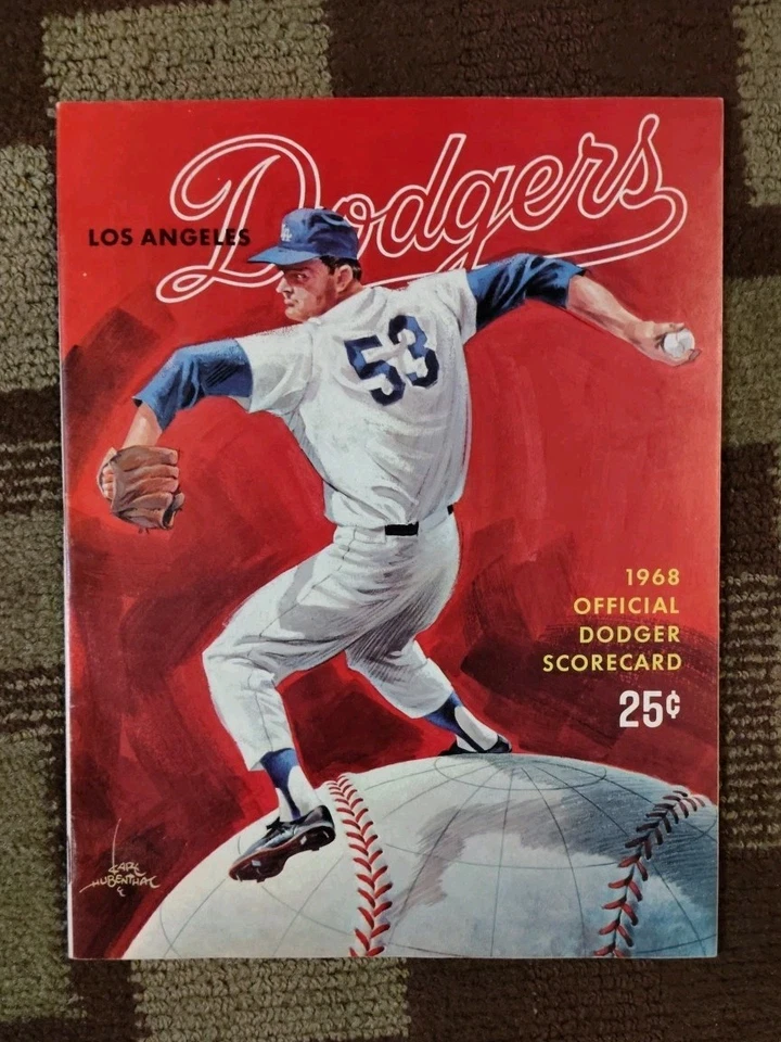 Vintage 1968 LA Dodgers vs San Francisco Giants Baseball Program Scorecard, VG - Image 1 of 2