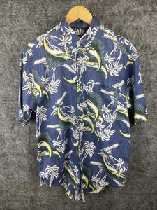 Vintage Nautica Swordfish Yacht Print Shirt Mens Medium Half Sleeve Fishing - Picture 1 of 8