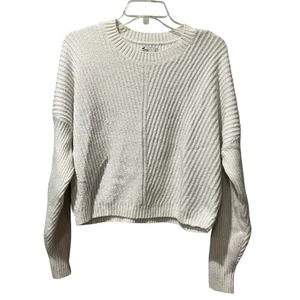 Hollister Damen Cropped Pullover Langarm Strickpullover Weiß Größe L - Bild 1 von 6