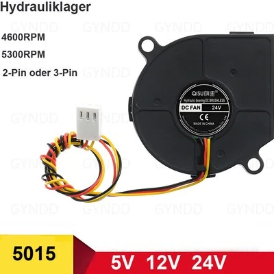 5015 Gebläse Radialturbine DC Bürstenloser 5V 12V 24V Kühlung Leiser Lüfter- - Bild 1 von 4