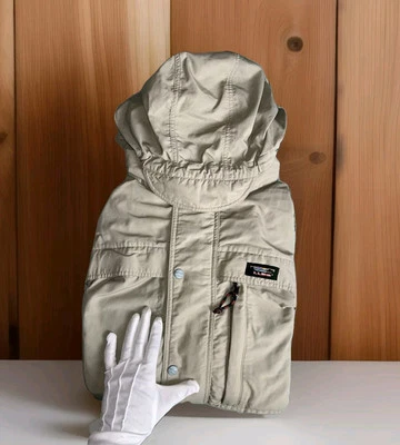 Vintage LL Bean Beige Jacket Windbreaker Parka Detachable Hood Men's Size Large - Image 1 of 4