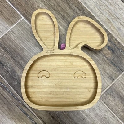 Plato de succión Bunny plato de vajilla de bambú con succión de silicona para niños Foto 1 de 4