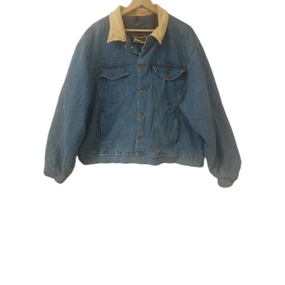 Chaqueta Rustler Vintage Azul 2XL Para Hombre Manta Forrada Tareas Abrigo Cuello Pana Foto 1 de 4