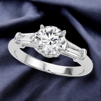950 Platinum IGI Certified Lab Grown Diamond Engagement Ring 1.50 CT Round Cut - Image 1 of 4