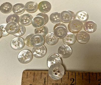 vintage madreperla 5/8" 4 agujeros botones 20 piezas Foto 1 de 4