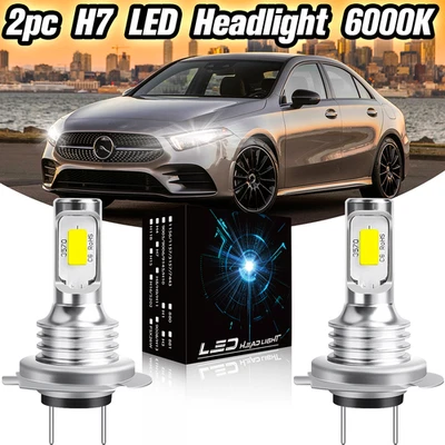 For Mercedes-Benz C Class W204 LED Headlight hi/Low Beam Upgrade CANbus H7 Bulbs - image 1 of 4