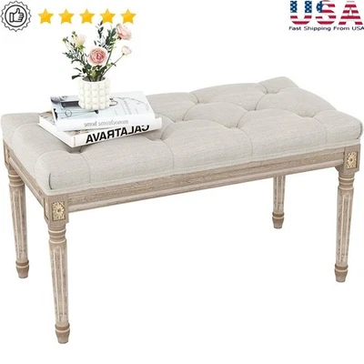 Mid Century Upholstered Stool French Piano Bench Vanity Dressing Room Seating - Image 1 of 4