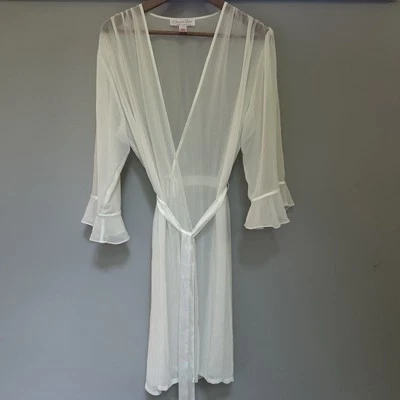Oscar De La Renta Bata Peignoir Blanca Transparente M Lencería Etérea Vestido Ángel Novia Foto 1 de 4