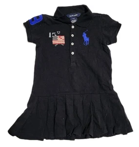 NUEVO NUEVO CON ETIQUETAS Polo Ralph Lauren Polo Vestido Niñas Pequeñas Talla 2T Púrpura Big Pony Bandera - Imagen 1 de 8