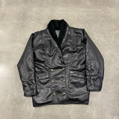 Alta Moda F.G.A. Designer Double Breasted Leather Jacket Black Made In Italy M? - Image 1 of 4