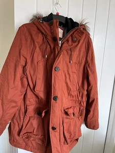Men’s Rust Brown Parka Jacket Very Warm Size L Racing Green - Picture 1 of 10