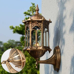 Retro Exterior Wall Light Fixture Shade Lantern Sconce Porch Light Outdoor Lamp - Picture 1 of 14