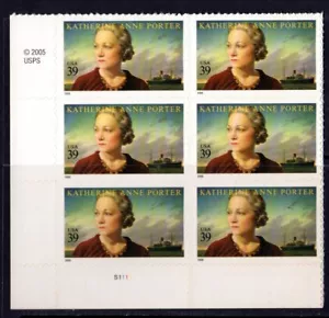 US Stamps: 2006 MNH LL Pl# Blk 6 of the 39c Katherine Anne Porter stamp, #4030 - Picture 1 of 1