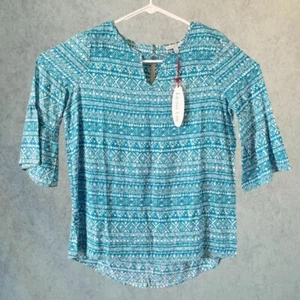 NEW Tunic Women's Size S Blue Teal 3/4 Flare Sleeve Shirt OFFERS WELCOME! - Picture 1 of 11
