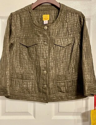 Новый с Ярлыками Ruby Rd. 3/4 рукав Expresso коричневый гофрированный куртка размер 12P маленький 12 - Изображение 1 из 2